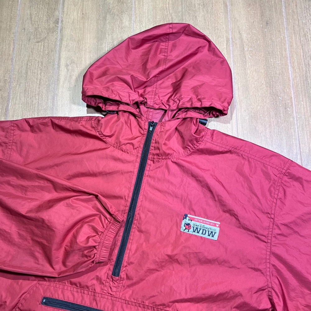 Disney Walt‎ Disney World Mickey Mouse Quarter Zip Windbreaker Red vintage